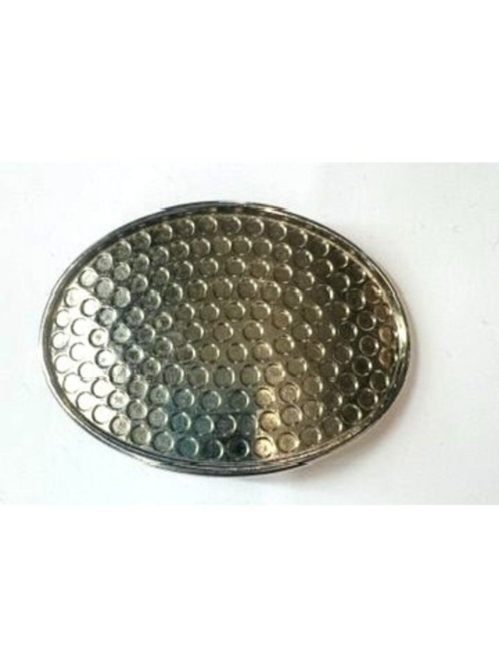 Vintage Silver Tone Oval Belt Buckle - Textured hammered pattern - Western Styl